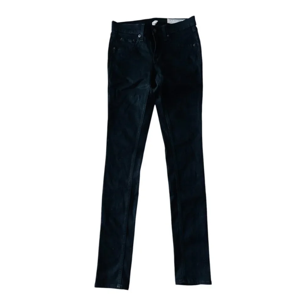 Rag & bone the legging in coated black Shimmer Stretch Jegging Women’s Size 24 - Picture 4 of 12